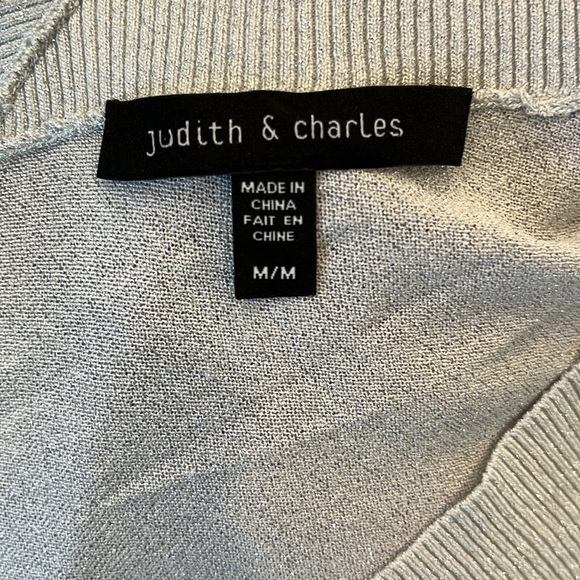 EUC judith & charles metallic silver v neck drop shoulder sweater - Picture 6 of 8